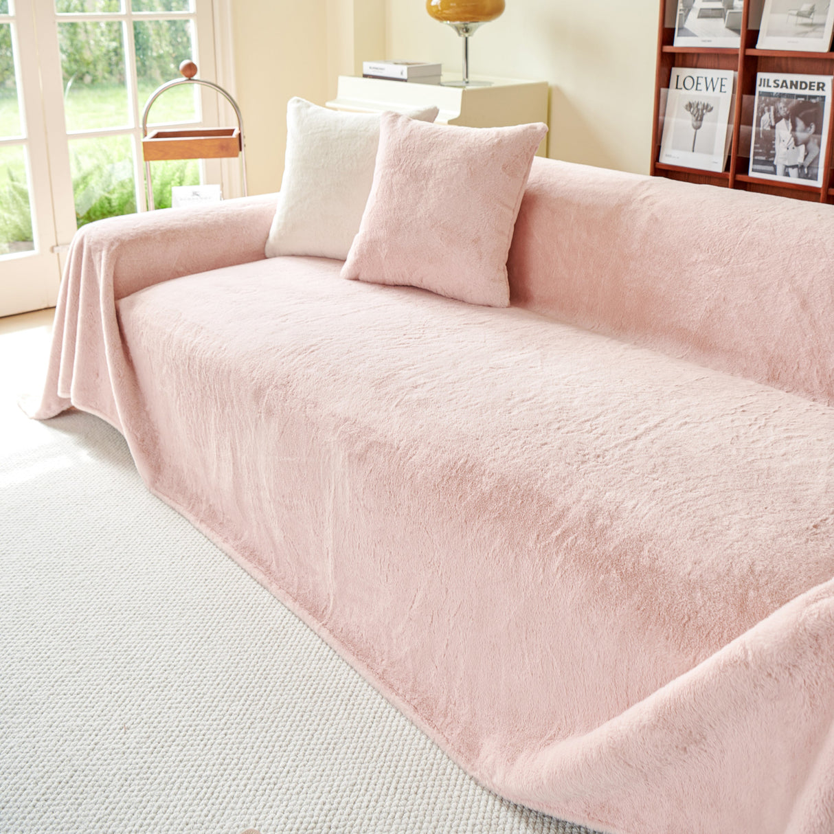 Faux Fur Smooth Plush Comfy Couch Covers, Soft Thicked Durable Blankets and Throws for Sofas