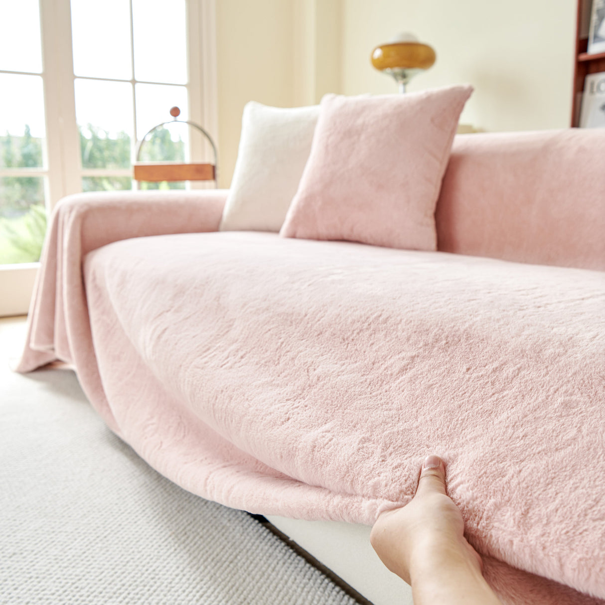 Faux Fur Smooth Plush Comfy Couch Covers, Soft Thicked Durable Blankets and Throws for Sofas