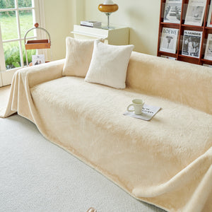Faux Fur Smooth Plush Comfy Couch Covers, Soft Thicked Durable Blankets and Throws for Sofas