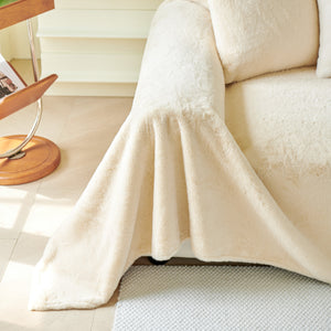 Faux Fur Smooth Plush Comfy Couch Covers, Soft Thicked Durable Blankets and Throws for Sofas