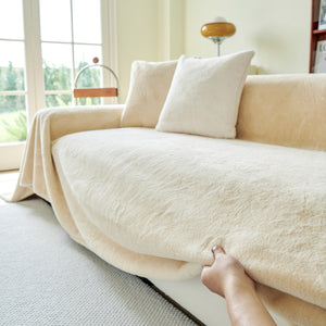 Faux Fur Smooth Plush Comfy Couch Covers, Soft Thicked Durable Blankets and Throws for Sofas