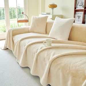 Faux Fur Smooth Plush Comfy Couch Covers, Soft Thicked Durable Blankets and Throws for Sofas