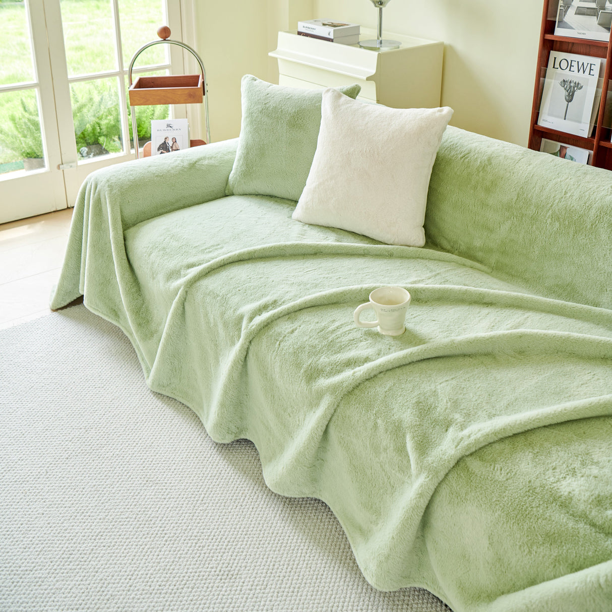 Faux Fur Smooth Plush Comfy Couch Covers, Soft Thicked Durable Blankets and Throws for Sofas