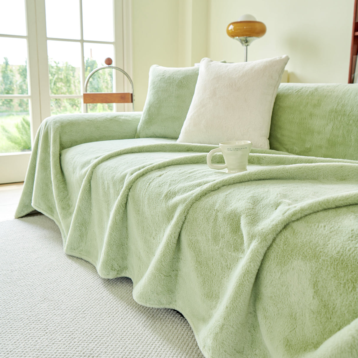 Faux Fur Smooth Plush Comfy Couch Covers, Soft Thicked Durable Blankets and Throws for Sofas