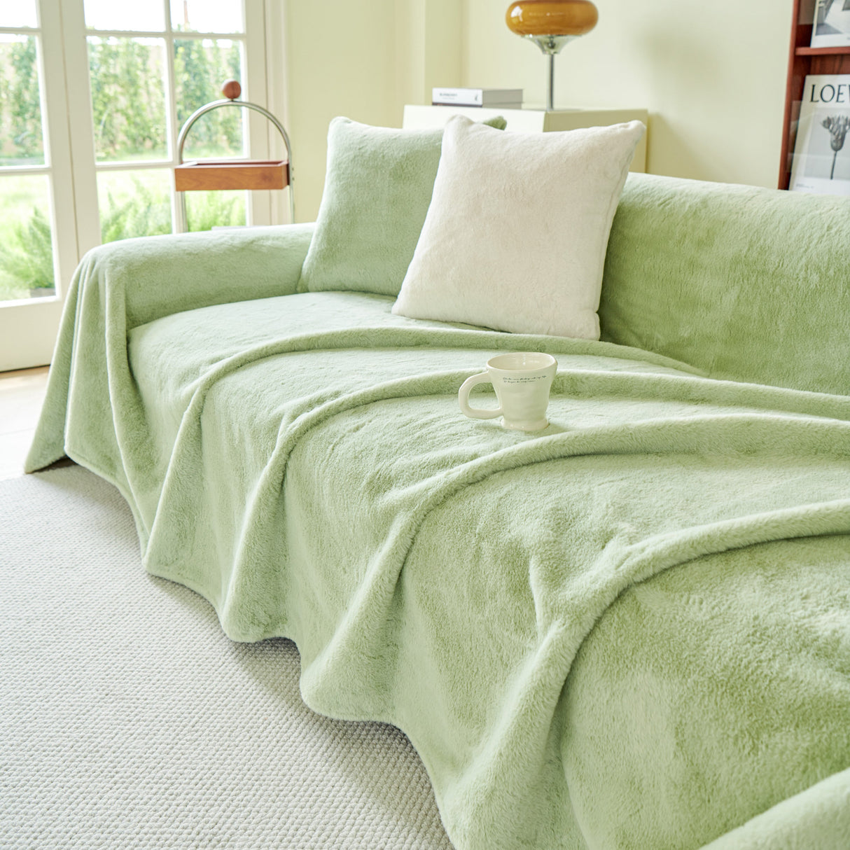 Faux Fur Smooth Plush Comfy Couch Covers, Soft Thicked Durable Blankets and Throws for Sofas