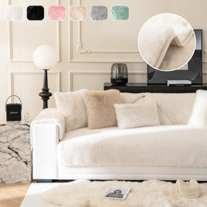Faux Mink Velvet Luxury Fluffy Sofa Cushion, Winter Warm Thick Plush Non-slip Sofa Covers
