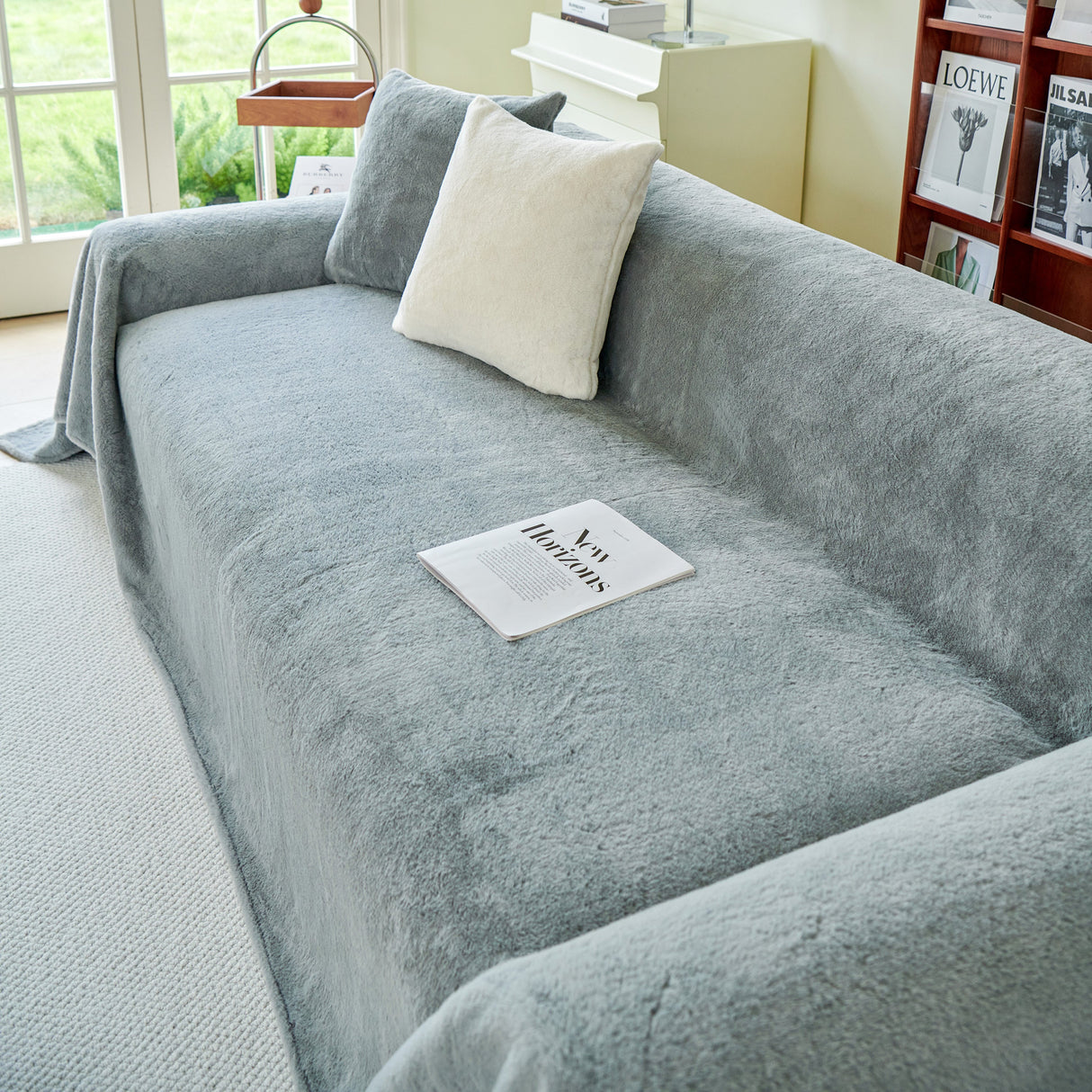 Faux Fur Smooth Plush Comfy Couch Covers, Soft Thicked Durable Blankets and Throws for Sofas