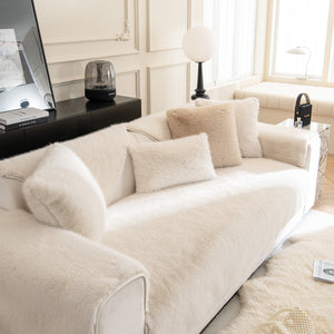 Faux Mink Velvet Luxury Fluffy Sofa Cushion, Winter Warm Thick Plush Non-slip Sofa Covers