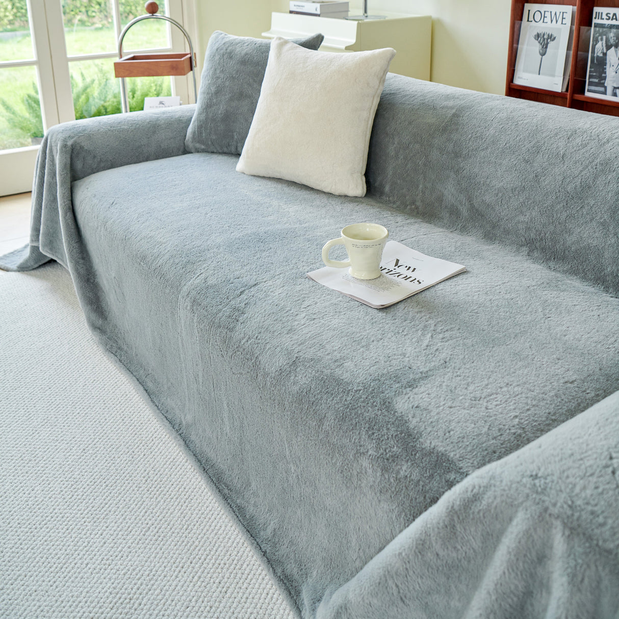 Faux Fur Smooth Plush Comfy Couch Covers, Soft Thicked Durable Blankets and Throws for Sofas