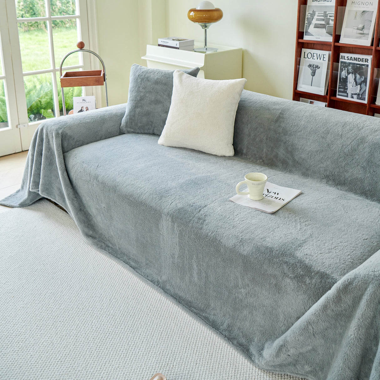 Faux Fur Smooth Plush Comfy Couch Covers, Soft Thicked Durable Blankets and Throws for Sofas