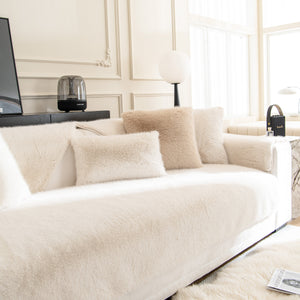 Faux Mink Velvet Luxury Fluffy Sofa Cushion, Winter Warm Thick Plush Non-slip Sofa Covers