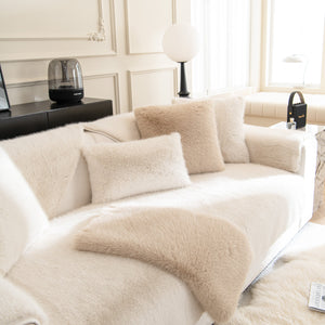 Faux Mink Velvet Luxury Fluffy Sofa Cushion, Winter Warm Thick Plush Non-slip Sofa Covers