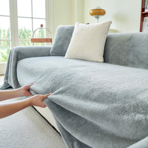 Faux Fur Smooth Plush Comfy Couch Covers, Soft Thicked Durable Blankets and Throws for Sofas