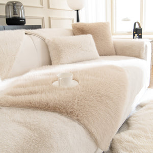 Faux Mink Velvet Luxury Fluffy Sofa Cushion, Winter Warm Thick Plush Non-slip Sofa Covers
