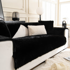 Faux Mink Velvet Luxury Fluffy Sofa Cushion, Winter Warm Thick Plush Non-slip Sofa Covers