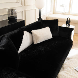 Faux Mink Velvet Luxury Fluffy Sofa Cushion, Winter Warm Thick Plush Non-slip Sofa Covers