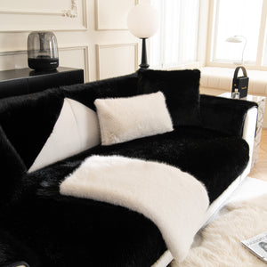 Faux Mink Velvet Luxury Fluffy Sofa Cushion, Winter Warm Thick Plush Non-slip Sofa Covers