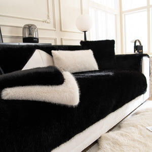 Faux Mink Velvet Luxury Fluffy Sofa Cushion, Winter Warm Thick Plush Non-slip Sofa Covers