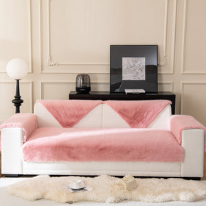 Faux Mink Velvet Luxury Fluffy Sofa Cushion, Winter Warm Thick Plush Non-slip Sofa Covers
