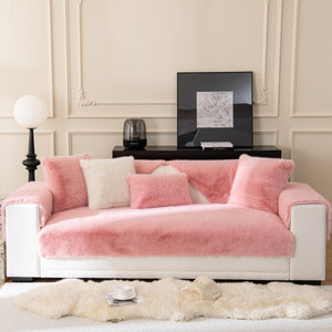 Faux Mink Velvet Luxury Fluffy Sofa Cushion, Winter Warm Thick Plush Non-slip Sofa Covers
