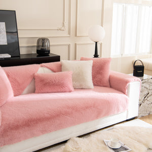 Faux Mink Velvet Luxury Fluffy Sofa Cushion, Winter Warm Thick Plush Non-slip Sofa Covers