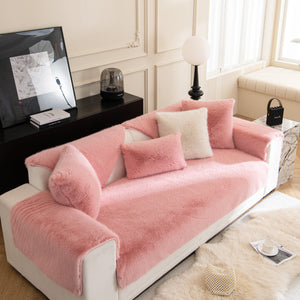 Faux Mink Velvet Luxury Fluffy Sofa Cushion, Winter Warm Thick Plush Non-slip Sofa Covers