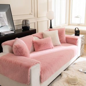 Faux Mink Velvet Luxury Fluffy Sofa Cushion, Winter Warm Thick Plush Non-slip Sofa Covers