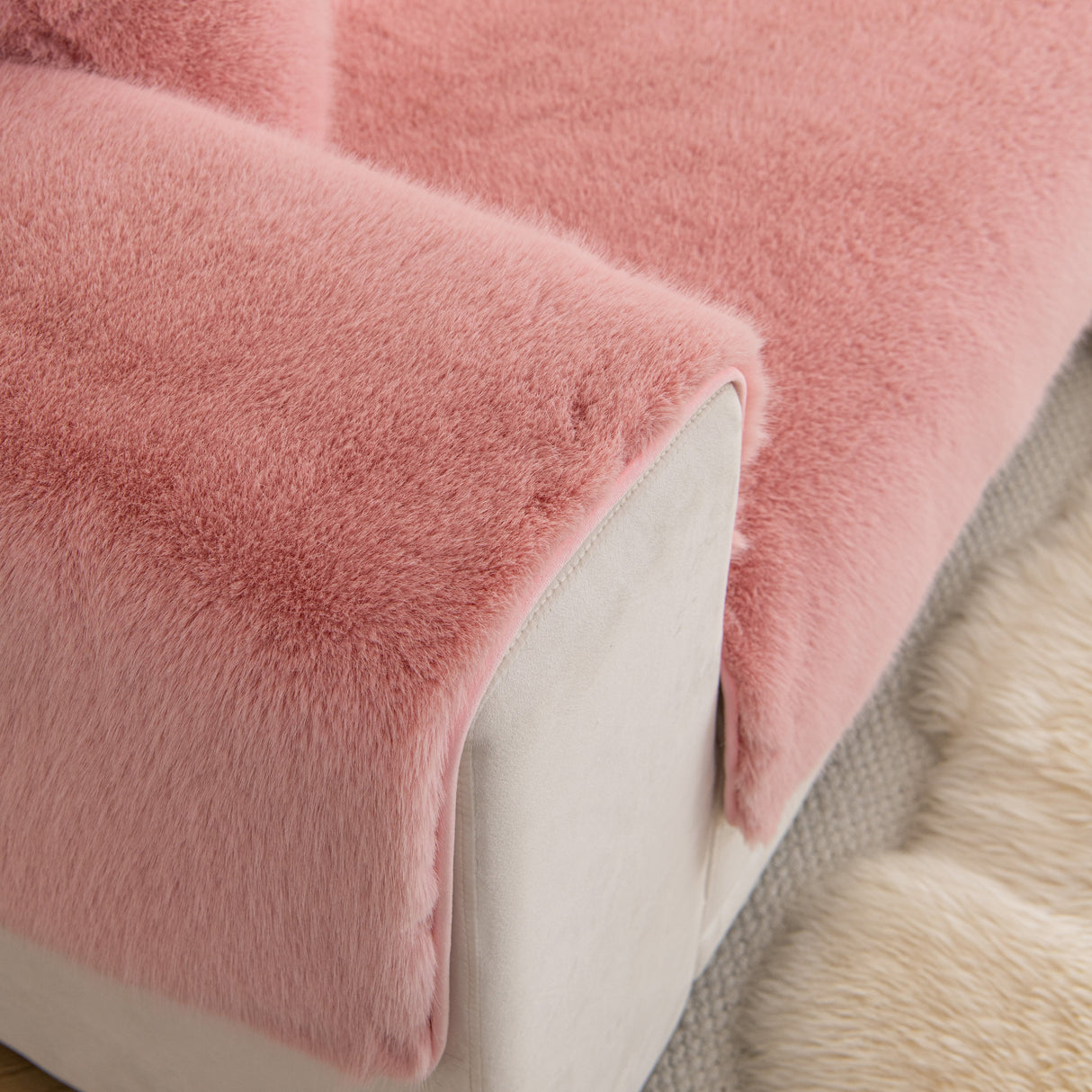 Faux Mink Velvet Luxury Fluffy Sofa Cushion, Winter Warm Thick Plush Non-slip Sofa Covers