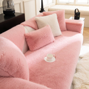 Faux Mink Velvet Luxury Fluffy Sofa Cushion, Winter Warm Thick Plush Non-slip Sofa Covers