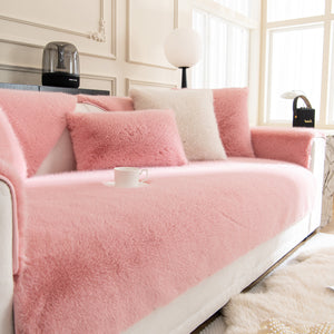 Faux Mink Velvet Luxury Fluffy Sofa Cushion, Winter Warm Thick Plush Non-slip Sofa Covers