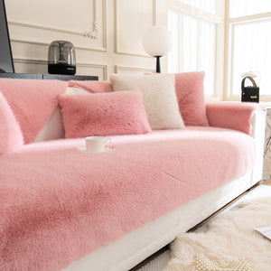 Faux Mink Velvet Luxury Fluffy Sofa Cushion, Winter Warm Thick Plush Non-slip Sofa Covers