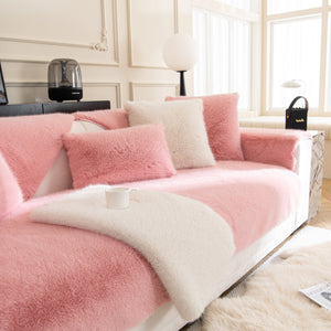 Faux Mink Velvet Luxury Fluffy Sofa Cushion, Winter Warm Thick Plush Non-slip Sofa Covers