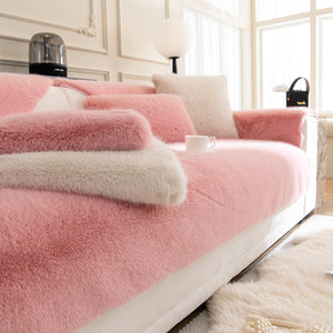 Faux Mink Velvet Luxury Fluffy Sofa Cushion, Winter Warm Thick Plush Non-slip Sofa Covers