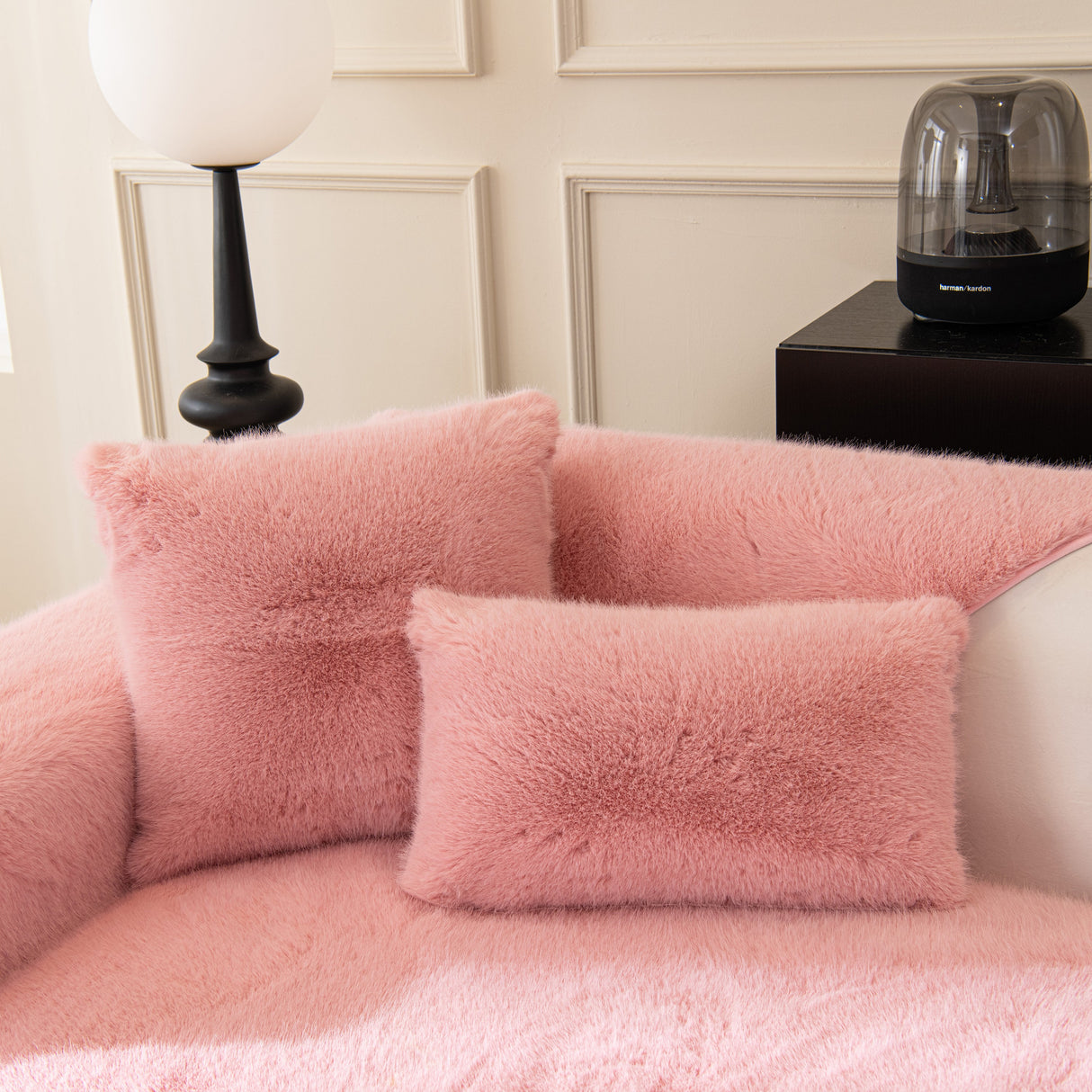 Faux Mink Velvet Luxury Fluffy Sofa Cushion, Winter Warm Thick Plush Non-slip Sofa Covers