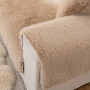 Faux Mink Velvet Luxury Fluffy Sofa Cushion, Winter Warm Thick Plush Non-slip Sofa Covers