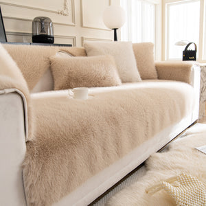 Faux Mink Velvet Luxury Fluffy Sofa Cushion, Winter Warm Thick Plush Non-slip Sofa Covers