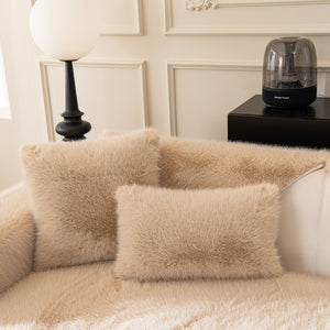 Faux Mink Velvet Luxury Fluffy Sofa Cushion, Winter Warm Thick Plush Non-slip Sofa Covers