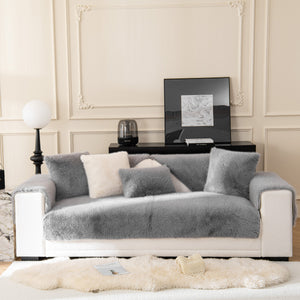 Faux Mink Velvet Luxury Fluffy Sofa Cushion, Winter Warm Thick Plush Non-slip Sofa Covers