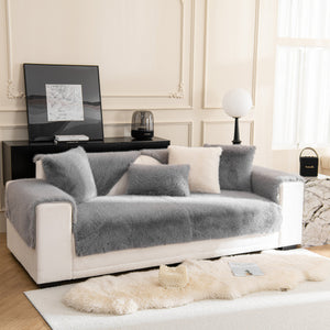 Faux Mink Velvet Luxury Fluffy Sofa Cushion, Winter Warm Thick Plush Non-slip Sofa Covers