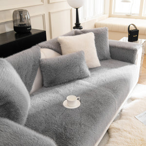 Faux Mink Velvet Luxury Fluffy Sofa Cushion, Winter Warm Thick Plush Non-slip Sofa Covers