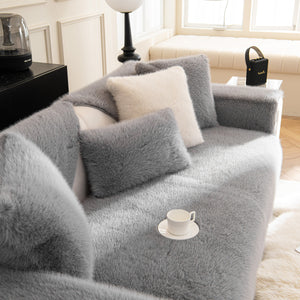 Faux Mink Velvet Luxury Fluffy Sofa Cushion, Winter Warm Thick Plush Non-slip Sofa Covers