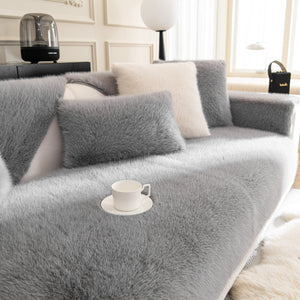 Faux Mink Velvet Luxury Fluffy Sofa Cushion, Winter Warm Thick Plush Non-slip Sofa Covers