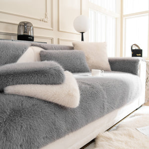 Faux Mink Velvet Luxury Fluffy Sofa Cushion, Winter Warm Thick Plush Non-slip Sofa Covers