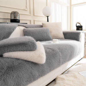 Faux Mink Velvet Luxury Fluffy Sofa Cushion, Winter Warm Thick Plush Non-slip Sofa Covers