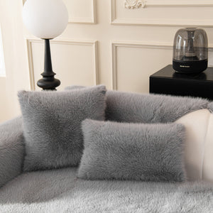 Faux Mink Velvet Luxury Fluffy Sofa Cushion, Winter Warm Thick Plush Non-slip Sofa Covers