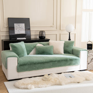 Faux Mink Velvet Luxury Fluffy Sofa Cushion, Winter Warm Thick Plush Non-slip Sofa Covers