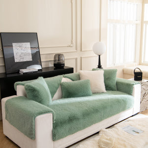 Faux Mink Velvet Luxury Fluffy Sofa Cushion, Winter Warm Thick Plush Non-slip Sofa Covers