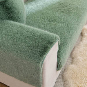 Faux Mink Velvet Luxury Fluffy Sofa Cushion, Winter Warm Thick Plush Non-slip Sofa Covers