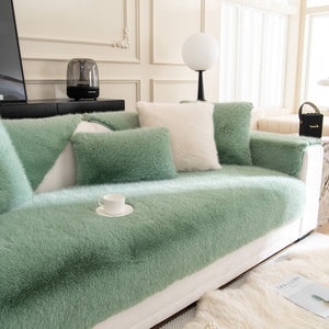 Faux Mink Velvet Luxury Fluffy Sofa Cushion, Winter Warm Thick Plush Non-slip Sofa Covers