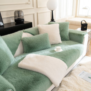 Faux Mink Velvet Luxury Fluffy Sofa Cushion, Winter Warm Thick Plush Non-slip Sofa Covers